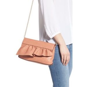 Sole Society Salmon Color Ruffle Clutch